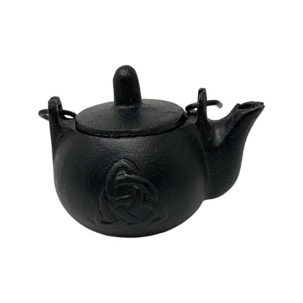 4-inch Cast Iron Kettle with Lid Triquetra